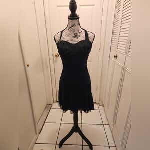 Black Halter Tie Dress